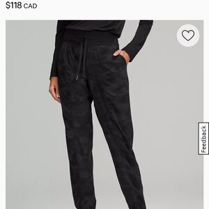 Lululemon Athletica Black Camo dance studio full length jogger